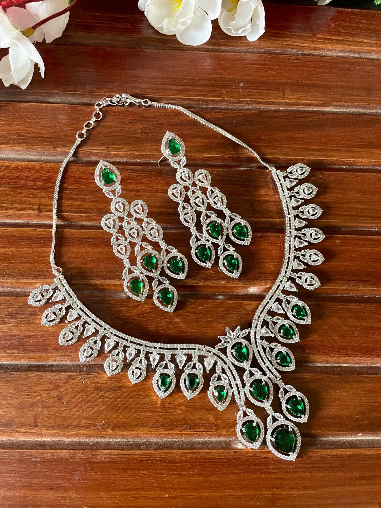 RIZA Light Pink American Diamond  necklace set Indian bridal wedding jewelry,, prom jewellery,zircon cz pakistani,costume jewelery