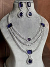 LEILA Multilayer lilac purple necklace earrings Statement American Diamond,Indian Jewelry Pakistani Wedding jewellery Cz Zircon,prom