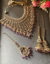 SALOMI Lavender purple Bridal Kundan Choker necklace jhumka maangtika,Punjabi Jewellery, Indian wedding kundan jewelery pakistani jewelry