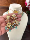 SIFAT Yellow blue Kundan choker set ,fusion jewelry, indian bollywood costume jewellery pakistani nikaah, bridal wedding necklace set