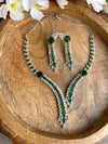 ELLA Emerald green stylish necklace Set in American Diamond Classy high quality cz zircon jewelry, prom,gala dinner bridal jewellery