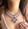 LYLA Sapphire blue American Diamond necklace earrings maangtika blue colour jewelryPakistani nikaah wedding jewelry,Indian bollywood jewelry