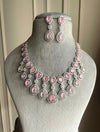 ZYVA Light Pink CZ Necklace American Diamond Necklace Indian Jewelry Indian Necklace Pakistani Jewelry Necklace Set Bollywood