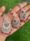 SHAISA Diamond look Maang tikka in ruby red colour/Indian Jewellery/Pakistani Wedding Bridal CZ  maangtika/ hair accessories/red maangteeka
