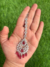 SHAISA Diamond look Maang tikka in ruby red colour/Indian Jewellery/Pakistani Wedding Bridal CZ  maangtika/ hair accessories/red maangteeka