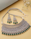 NAGHMA Emerald green Bridal Choker American Diamond necklace set Pakistani nikaah jewelry,Indian bollywood wedding jewelry with maangtika