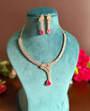 NAIRA Real diamond look gold silver finish Ruby red American Diamond Necklace Set/Pakistani bridal wedding jewelry,Indian  elegant jewellery