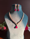 DIA Real diamond look gold silver finish Ruby red American Diamond Necklace Set Two tone wedding jewelry,Indian  elegant jewellery