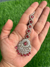 SHAISA Diamond look Maang tikka in ruby red colour/Indian Jewellery/Pakistani Wedding Bridal CZ  maangtika/ hair accessories/red maangteeka