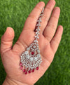 SHAISA Diamond look Maang tikka in ruby red colour/Indian Jewellery/Pakistani Wedding Bridal CZ  maangtika/ hair accessories/red maangteeka