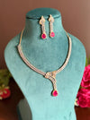 NAIRA Real diamond look gold silver finish Ruby red American Diamond Necklace Set/Pakistani bridal wedding jewelry,Indian  elegant jewellery