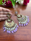 NAZIA Lilac purple earrings chandbali statement earrings / Bollywood earrings / Pakistani Wedding /Navratri Indian Diwali jewelry/ lavender
