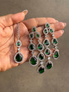 MEHNAZ Emerald green American Diamond  High Quality necklace set, bridal wedding jewellery, green colour jewelry necklace earrings maangtika