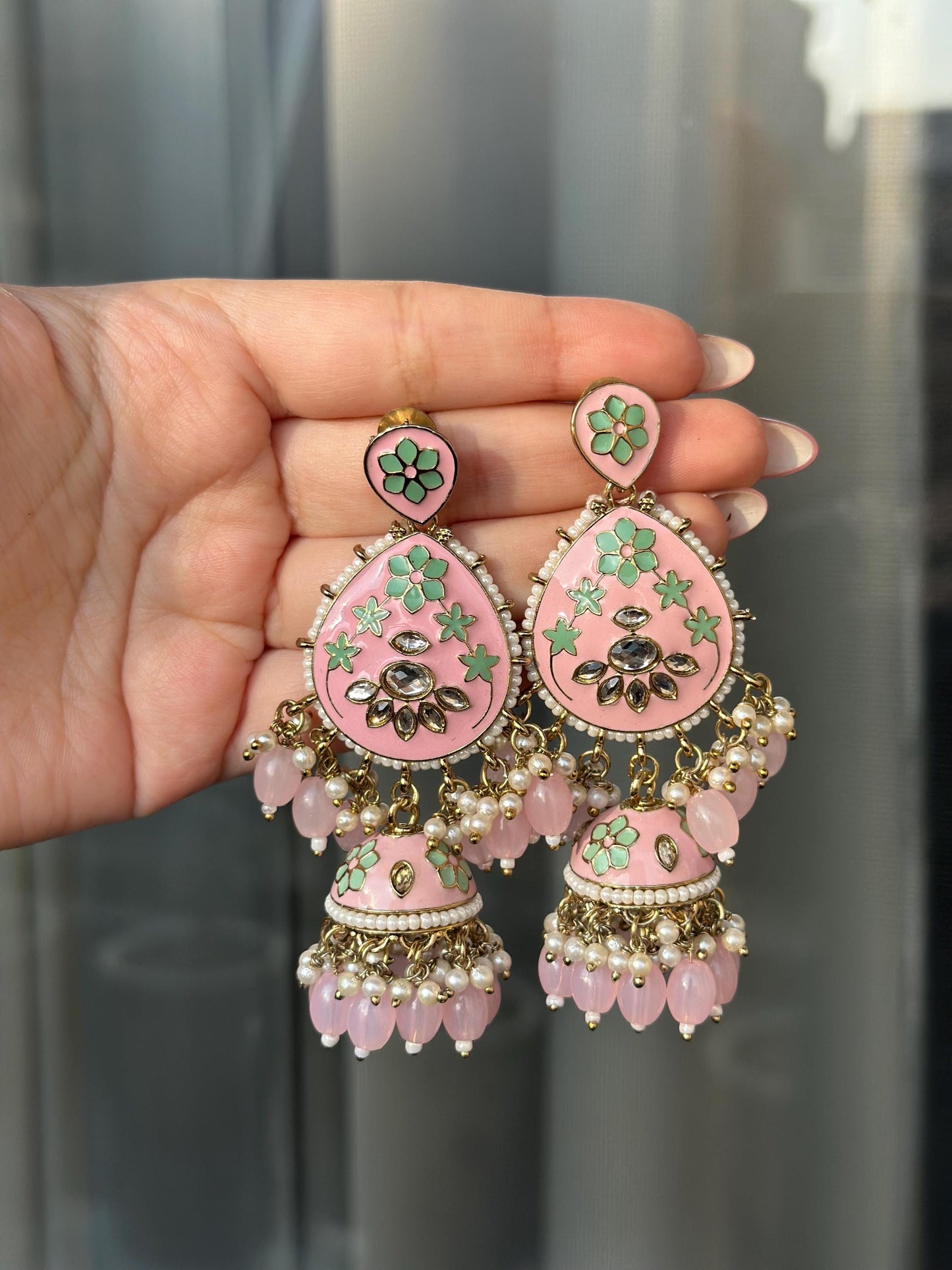 VARSHA lilac purple colour earrings/ purple meenakari enamel earrings/Bollywood earrings/Pakistani Wedding / hand painted Indian jewelry