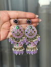 VARSHA lilac purple colour earrings/ purple meenakari enamel earrings/Bollywood earrings/Pakistani Wedding / hand painted Indian jewelry