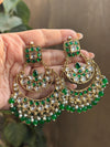 RASIKA green kundan chandbali / Bollywood earrings / Pakistani Wedding bridal / Indian Diwali jewelry/
