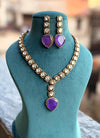 ZEHNAB Victorian look Amethyst purple necklace set in high quality doublet stones, Sabsyasachi inspired Indian jewelry