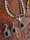 PAVITRA Purple necklace set in Doublet Stones,Victorian look Uncut Polki Indian Kundan Wedding Jewelry, Sabyasachi Jewellery in purple