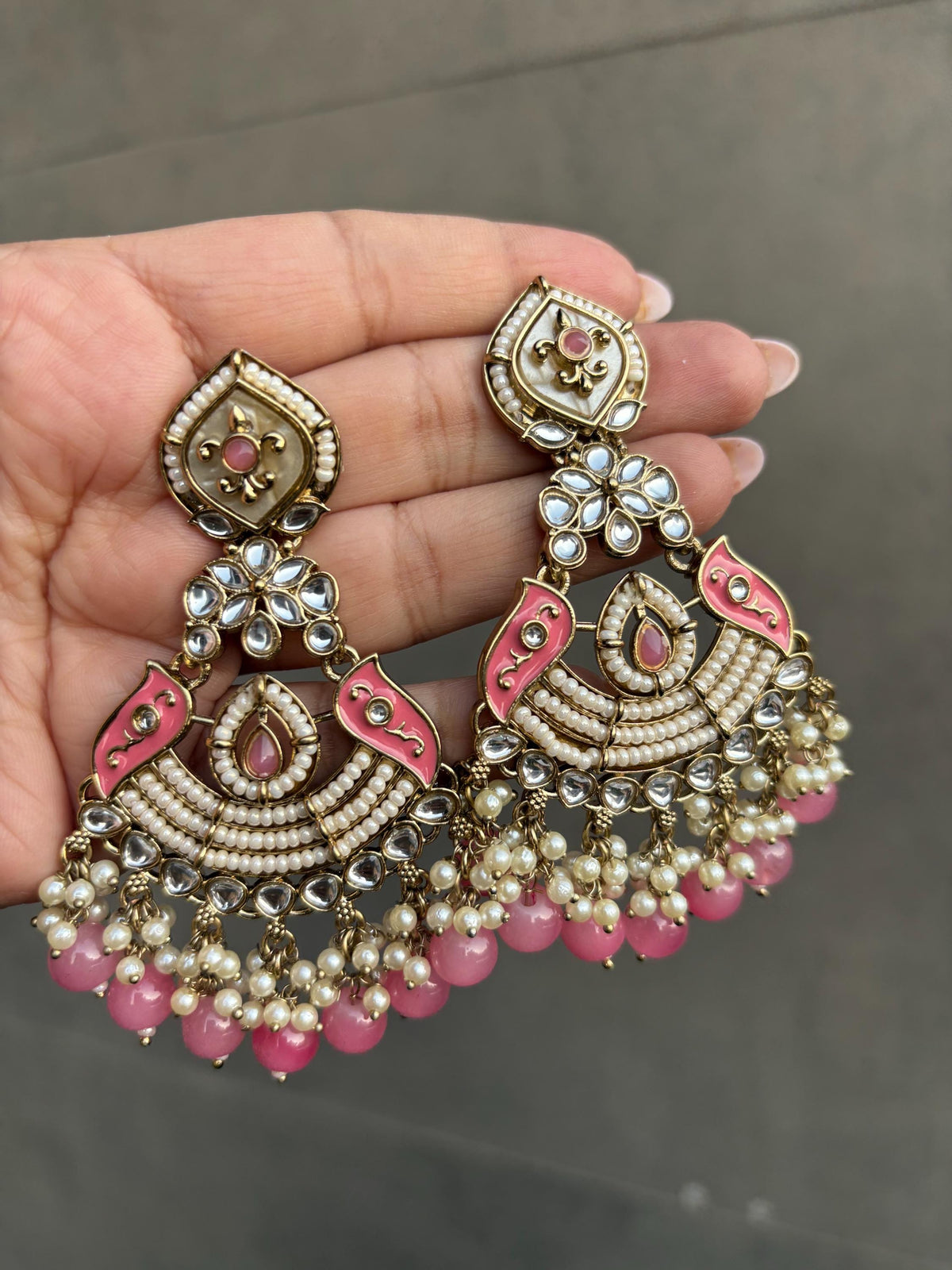 KOYAL Pink mother of pearl earrings blush pink colour shell earrings pink colour long pearl earrings MOP jewelry indian pakistani   danglers