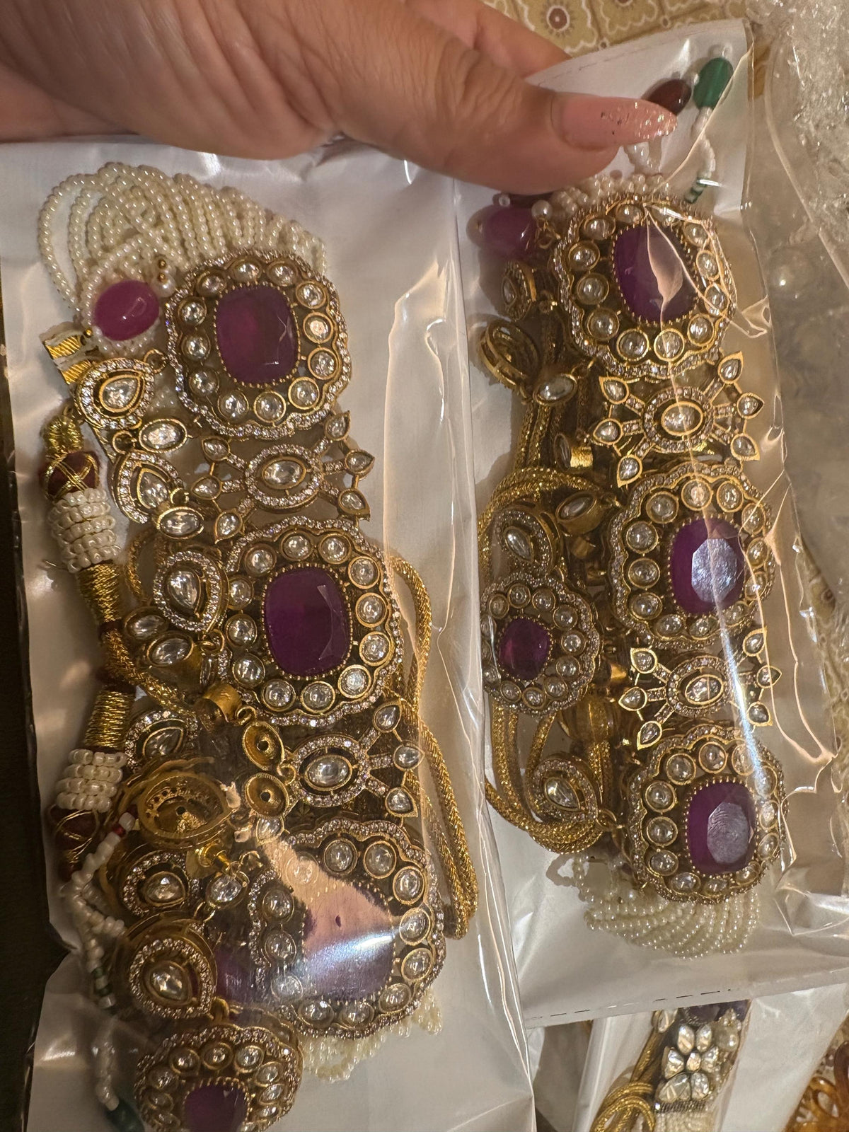 SABREEN Purple Victorian style Sabyasachi uncut polki choker set,Indian Bridal jewelry ,Cz  Necklace Set,pakistani jewellery,wedding jewelry
