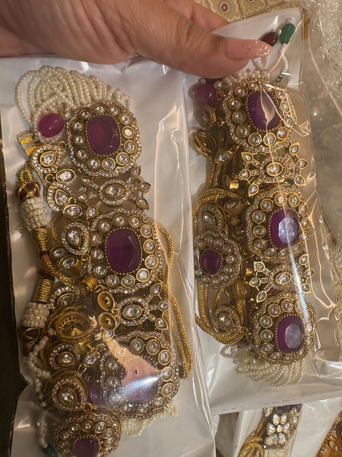 SABREEN Purple Victorian style Sabyasachi uncut polki choker set,Indian Bridal jewelry ,Cz  Necklace Set,pakistani jewellery,wedding jewelry