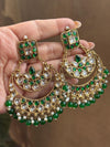 RASIKA green kundan chandbali / Bollywood earrings / Pakistani Wedding bridal / Indian Diwali jewelry/