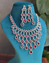 MEHNAZ Ruby red American Diamond  High Quality necklace set, bridal wedding jewellery, red colour jewelry, necklace earrings
