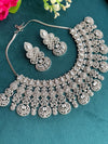 ELENA Silver Clear stones American Diamond Necklace Indian bollywood Jewellery Punjabi Jewelry Pakistani Jewelry,cz zircon silver colour