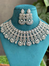 ELENA Silver Clear stones American Diamond Necklace Indian bollywood Jewellery Punjabi Jewelry Pakistani Jewelry,cz zircon silver colour