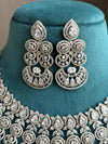 ELENA Silver Clear stones American Diamond Necklace Indian bollywood Jewellery Punjabi Jewelry Pakistani Jewelry,cz zircon silver colour