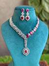 AISHANI Ruby colour stylish necklace Set in American Diamond Classy high quality cz zircon jewelry, prom,gala dinner bridal jewellery