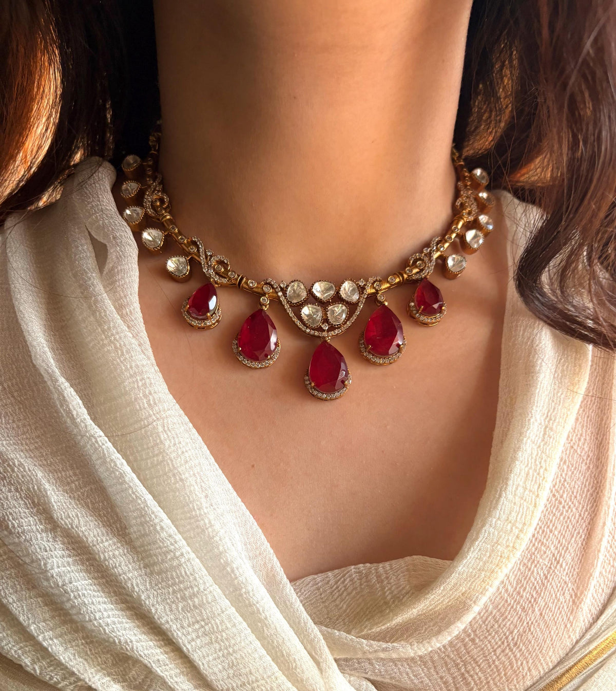 AMAYA Red Gold Hasli Necklace Set