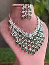 ZAINAB Emerald green necklace set,American Diamond  necklace earrings set Indian bridal wedding jewelry,Pakistani jewellery,green colour