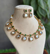 AYSHA Gold Finish Green colour  Polki Kundan Wedding Jewelry Necklace Set with Earrings,indian wedding jewelry,indian traditional jewellery