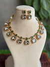 AYSHA Gold Finish Green colour  Polki Kundan Wedding Jewelry Necklace Set with Earrings,indian wedding jewelry,indian traditional jewellery