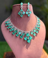 ELIZA Mint green colour jewelry American Diamond High Quality necklace Choker set bridal wedding jewelry, Mint green choker necklace
