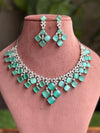 ELIZA Mint green colour jewelry American Diamond High Quality necklace Choker set bridal wedding jewelry, Mint green choker necklace