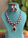 ADITA Ruby red silver necklace earrings in American Diamond Classy high quality cz zircon jewelry,prom,gala dinner red colour jewellery set