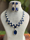 ADITA Sapphire blue necklace earrings in American Diamond Classy high quality cz zircon jewelry,prom,gala dinner blue colour jewellery set