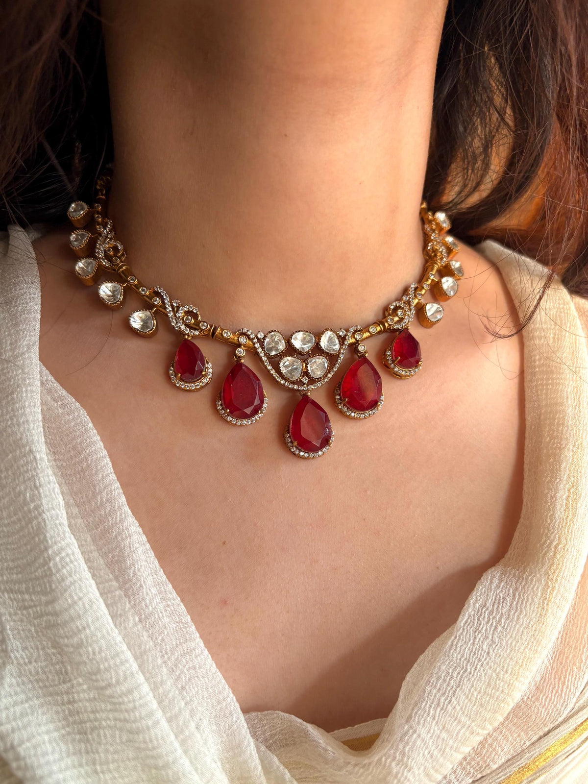 AMAYA Red Gold Hasli Necklace Set