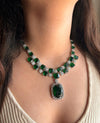 ADITA green necklace earrings in American Diamond Classy high quality cz zircon jewelry,prom,gala dinner green colour jewellery set