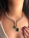 NYSA diamond look gold silver finish green American Diamond Necklace Set/Pakistani bridal wedding jewelry,Indian  elegant jewellery