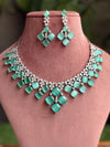 ELIZA Mint green colour jewelry American Diamond High Quality necklace Choker set bridal wedding jewelry, Mint green choker necklace