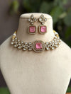 VRINDA Pink Victorian style kundan choker set,cz Indian Bridal jewelry,doublet stone,pakistani wedding jewellery