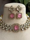 VRINDA Pink Victorian style kundan choker set,cz Indian Bridal jewelry,doublet stone,pakistani wedding jewellery