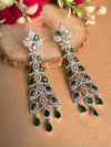 RISHIKA high quality Emerald green american diamond earrings Indian Wedding jewellery, bridal,bollywood jewelry, prom, zirconia danglers