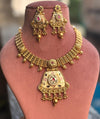 VAMIKA Gold tone Rajwadi jewellery South Indian jewelry,meenakari necklace earrings, Indian ruby stones golden jewelry, kempu temple jewelry