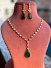 KYLIE Real diamond look gold finish Green cz zircon pendant Necklace Set ,bridal wedding jewelry, Indian elegant green colour jewellery