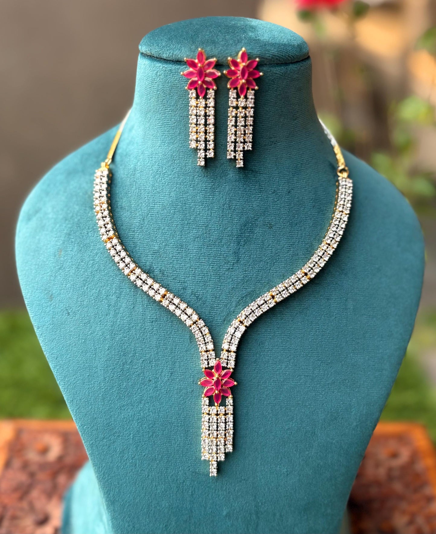 SOMA Real diamond look gold silver finish clear stones American Diamond Necklace Set /bridal wedding jewelry,Indian  elegant jewellery