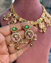 PAAVANI Gold tone Rajwadi jewellery South Indian jewelry,meenakari necklace earrings, Indian ruby stones golden jewelry,kempu temple jewelry